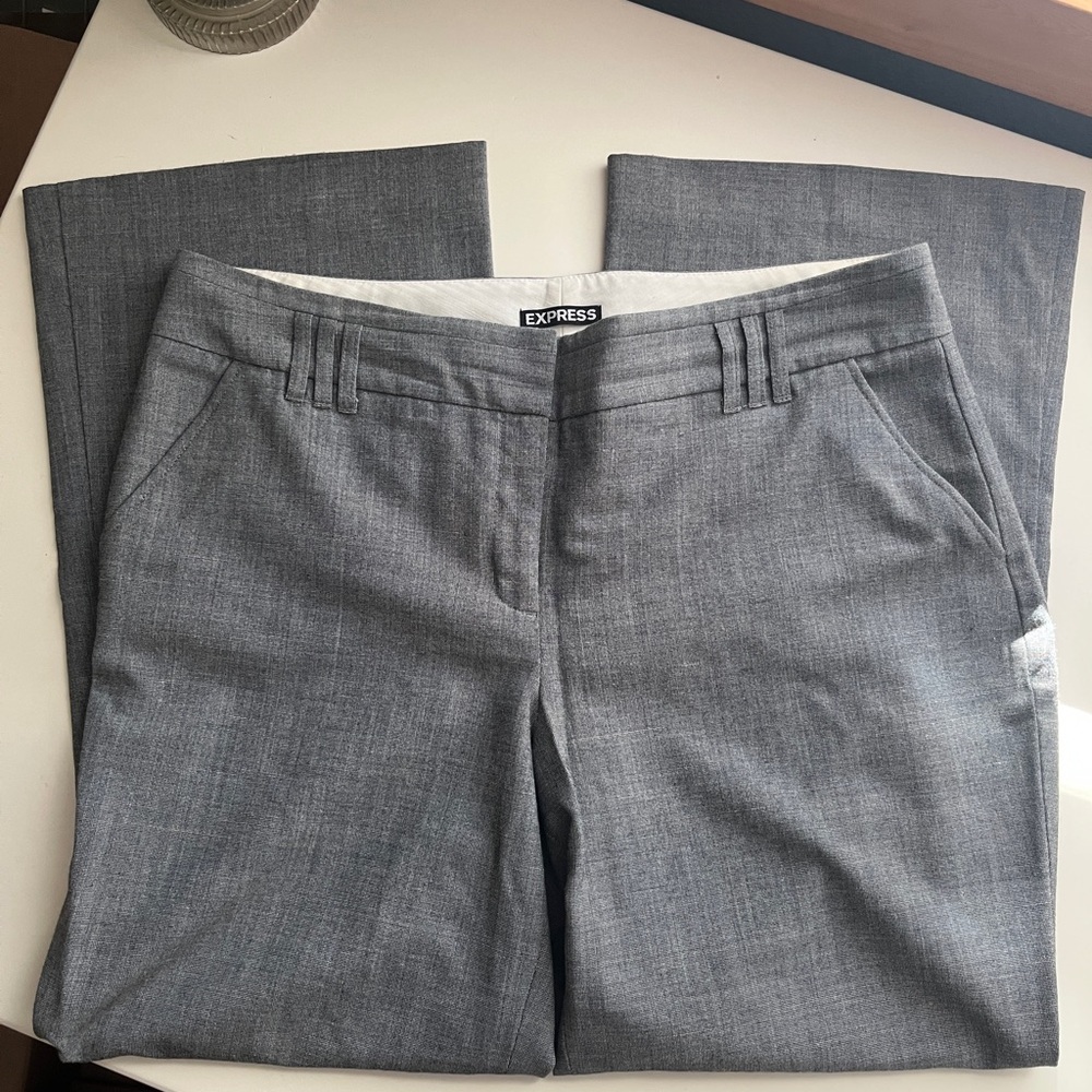 Express Chambray Linen Blend Blue-Gray Wide Leg Trousers Sz 12S - Picture 3 of 11
